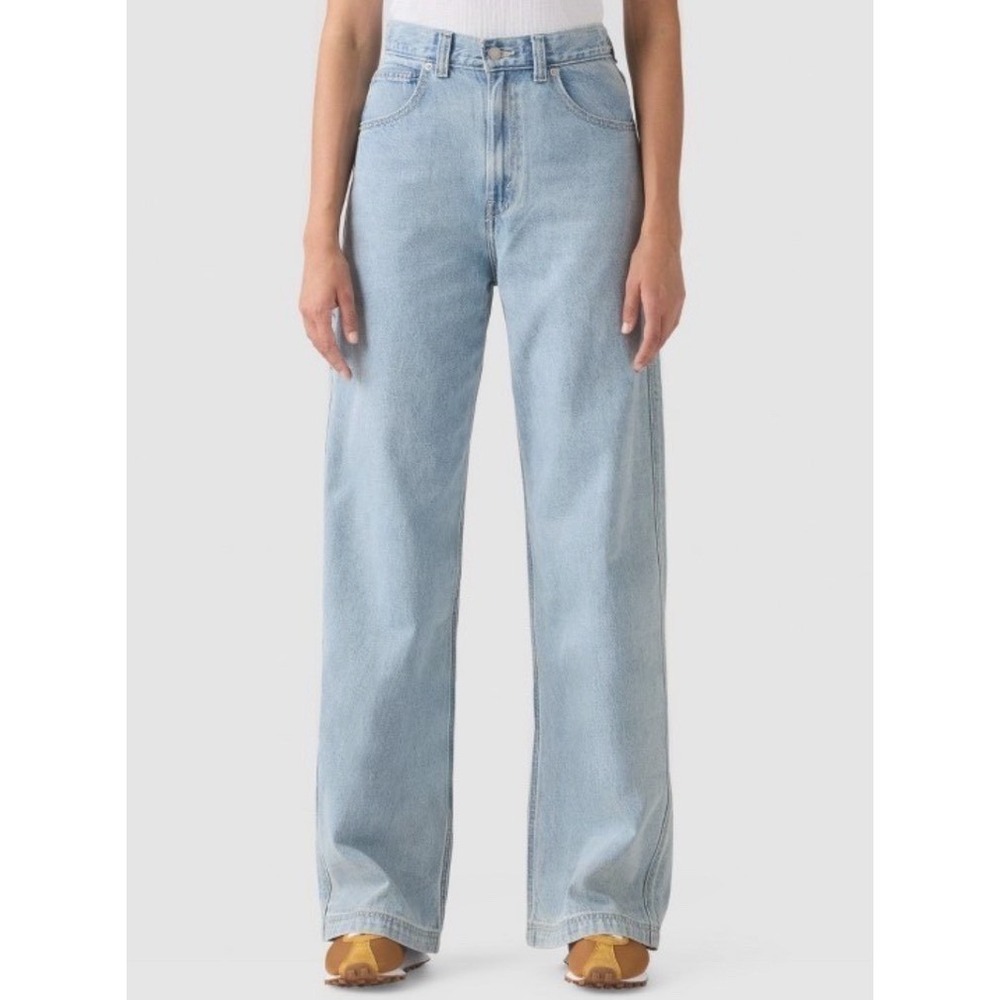 Levis Womens Cinch Baggy Jeans Light Wash‎ Wide Leg Denim 26 Adjustable